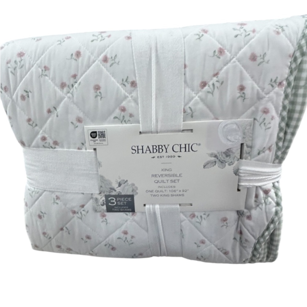 Shabby Chic Multicolor Floral Reversible King Quilt Set 106”x92”